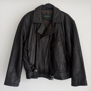 Vintage Saville Row Leather Jacket Mens Medium Brown Motorcycle Biker Belted